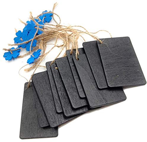 ULTNICE 10 stück Mini Hängend Tafel Holz Schiefertafel Tags für Message Board Zeichen (Blaue Blüten)