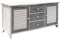 Rebecca Mobili Lowboard für Fernseher, Fernseherschrank 2 Türen 3 Schubladen, Holz, Weiß Grau, Vintage, Wohnzimmer Eingang - Maße: 44 x 90 x 34 cm (HxLxB) - Art. RE6080