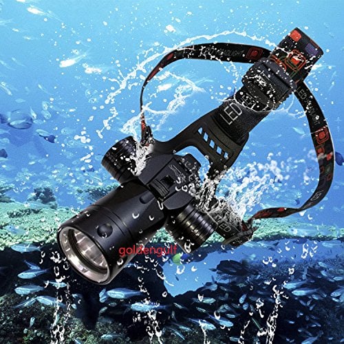 Bigmachine Linterna de Aluminio Recargable Impermeable para Buceo, natación, Senderismo, Camping, Caza, Pesca, Linterna Frontal submarina de 1800 lúmenes