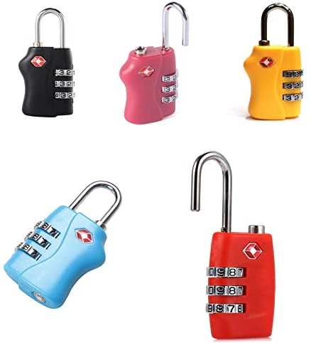 Shatchi 6195-TSA-LOCKS-ANY-2PK Juego de 2 candados de equipaje aprobados por la TSA 3 candados de combinación para maleta de viaje, cualquier color disponible, multi , color/modelo surtido