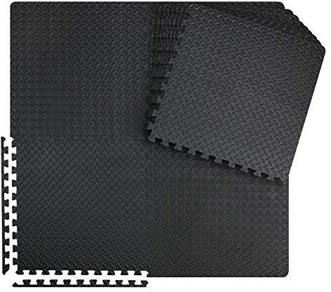innhom Gym Flooring Gym Mats Exercise Mat for Floor Workout Mat Foam Floor Tiles for Home Gym Equipment Garage, 12 Pieces Black