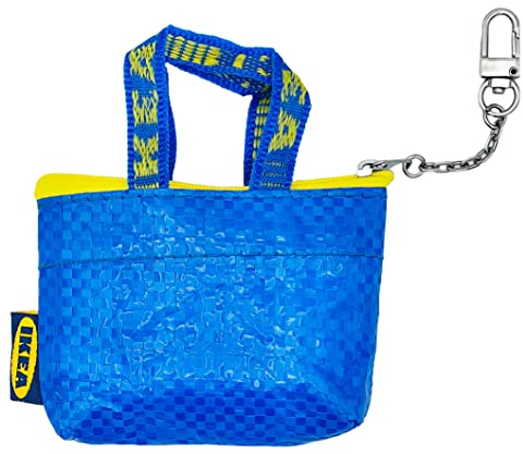 Ikea Knölig Frakta Mini Tasche Tüte Reißverschluß blau+Kette für Schlüsselbund