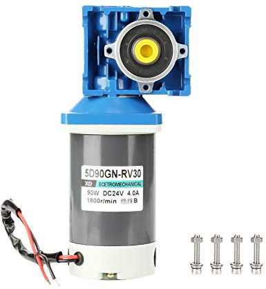 Moteur 24V DC, Moteur à engrenage à vis sans fin 1800RPM Vitesse Moteur 8 pôles réglable 5D90GN-RV30 90W 4A avec autobloquant avec 4 kit de vis (80K)