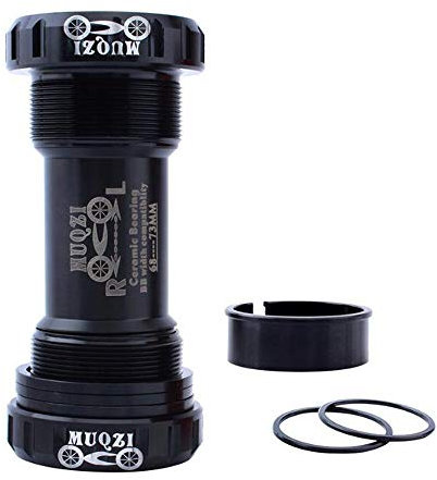 VOANZO Schwarzes Mountainbike 68-73 mm Tretlager-Gehäuse Gewinde BC1.37 Typ Kurbelgarnitur Keramik-Kugellager integrierte Fahrrad-Zentralachse