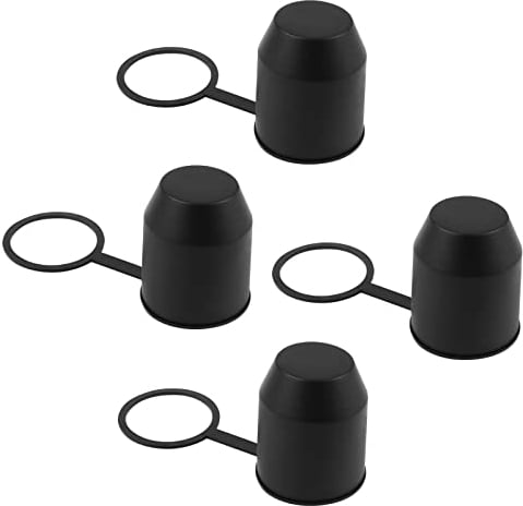 4 Pieces Trailer Hitch Ball Cover, 50mm Tow Bar Cover Cap Plastic Car Hitch Cap Black Trailer Ball Cover Cap for Towing Car Trailer Tuck