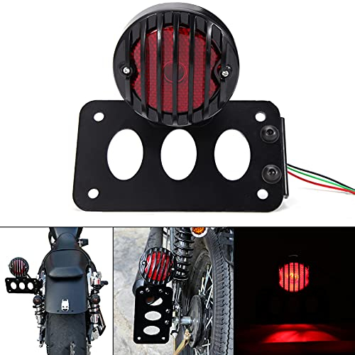 Motorrad Rücklicht mit Halterung Bremse Nummernschildhalter seitliche Montage Kennzeichenleuchte Integrierte Bremsleuchte für Sportster Bobber Dyna Chopper Cruiser Custom Bike Cafe Racer.