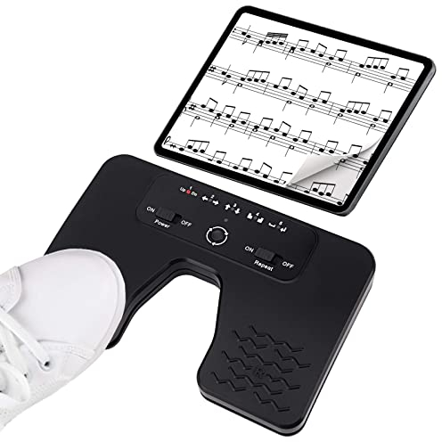 Yueyinpu Pédale sans fil double interrupteur musique tourneur de page pour tablettes et smartphones Tapis antidérapant rechargeable