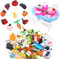 XHBTS 32 Stück Maßstab Miniaturen Puppenhaus Küchenzubehör Enthält 10 Mini Obst Gemüse, 10 Mini Weinflaschen Champagner Tassen, 12 Mini Kuchen Tisch Stuhl Set für Puppenhaus Dekor