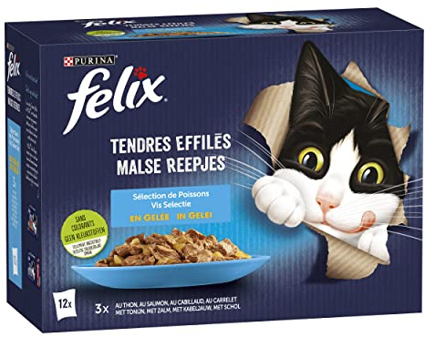 Felix Zarte Gelee | ausgewachsene Katze | Auswahl an Fischen | 6-12 x 85 g | Frischebeutel