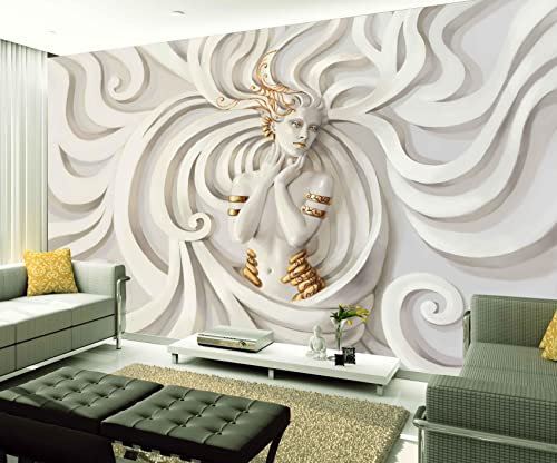 XAONUO Papier Peint Intissé Abstrait Blanc Femme Texture 400X280Cm Effet 3D Tapisserie Murale Panoramique Non-Tissé