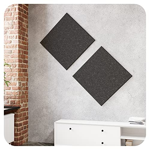 vilz 2er Set Akustikelemente aus Filz recycelt - Akustik Diffusor Wandpaneel Deckenpaneel selbstklebend 55x55x1,2cm Nachtgrau