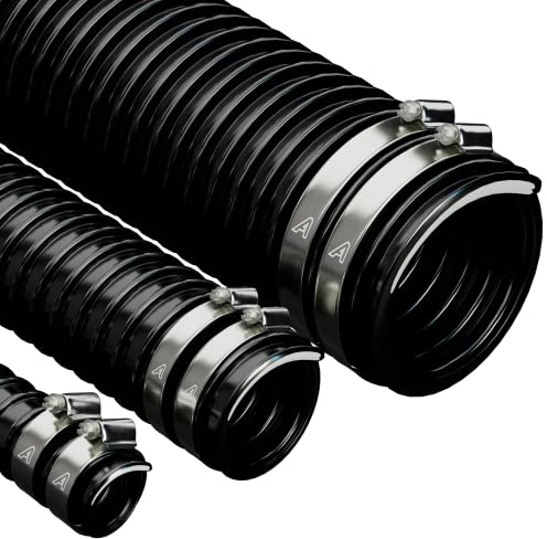 32mm (1 1/4) X 2 Metre Black Corrugated PVC Flexible Pond Hose with 2 Pipe Clips