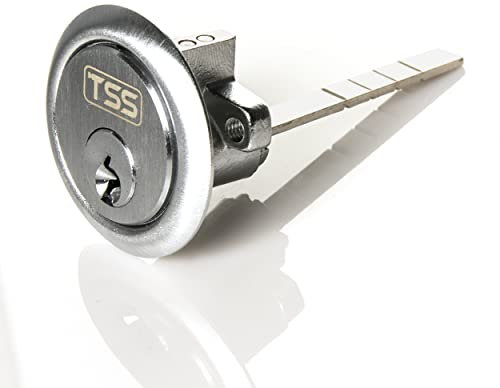 UK Security Supplies, Replacement Locking Rim Cylinder Lock, Supplied with 3 Keys. Lock Barrel and Keys Set for Nightlatch Lock / Rim Locks. (Satin Nickel), 80 x 32 x 32