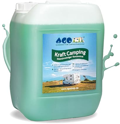 AGO Caravan Reiniger Konzentrat 10 Liter/Intensiv Wohnwagen Reiniger außen/ergiebiger Wohnmobilreiniger - entfernt hartnäckigen Schmutz & Verfärbungen