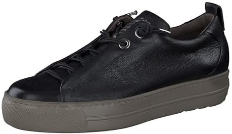 Paul Green Low-Top Sneaker Damen - Eva-Sohle, Elastische Schnürsenkel, Softes Leder Komfort - Büro & Freizeit Damenschuhe - Schwarz 17x