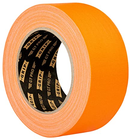 GRIP Eventbasics GT PRO Tape Neonorange, Gewebeband 50 mm x 25 m, Markieren, Reparieren, Tape Art