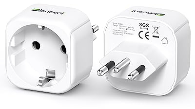 LENCENT 2X Reiseadapter Netzadapter Typ N Brasilien, Europa DE Deutsch 2 Pin auf BR 3 Pin Reisestecker Adapter für Brasilien Steckdose