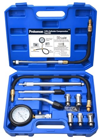 Prokomon Petrol Gasoline Engine Compression Tester Kit; 300 Psi Engine Cylinder Compression Tester with M10 M12 M14 M16 M18