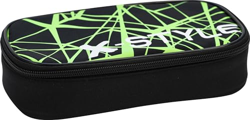 Eberhard Faber 577482 - Jumbo Schlampermäppchen Neon Grün / Schwarz, Federmäppchen mit Reißverschluss, großem Hauptfach und Innentasche