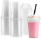Smoothie Becher,100 Stk.450 ml plastikbecher slush becher bubble tea trinkbecher mit deckel einweg ideal für bubble tea becher slush eis becher slush becher set