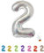LITTLE BIRTHDAY | Zahlen Luftballon | Folienballon | Helium Gas Balloon Ballon | 101 cm | 0 1 2 3 4 5 6 7 8 9 in vielen Farben | Geburtstag | Kindergeburtstag | Deko | silber 2
