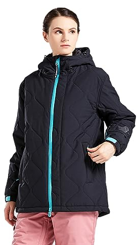 Bluemagic SkiJacken für Damen, Skianzüge Schneeanzüge Outdoor Funktionsjacke, Winddicht Warm und Atmungsaktiv Reißverschlussöffnung(Schwarz,S)