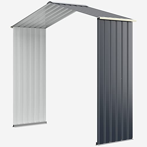 COSTWAY Erweiterungsbox Gerätehaus Metall, 213 x 64 x 195 cm, Geräteschuppen abschließbar, Gartenhaus mit 4 Luftschlitzen & Schiebetür, Garten Schuppen, Metallschuppen Geräteschuppen Outdoor