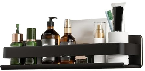 Biutimarden Duschablage Bohren Edelstahl Badezimmer Organizer Wandmontage Badregal Shampoo Duschgel Halterung für Bad Küchen(40CM,Schwarz)