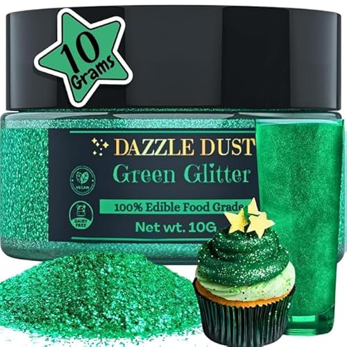 Dazzle Dust Edible Glitter Sprinkles Decorations, 10g (Double Size), Green