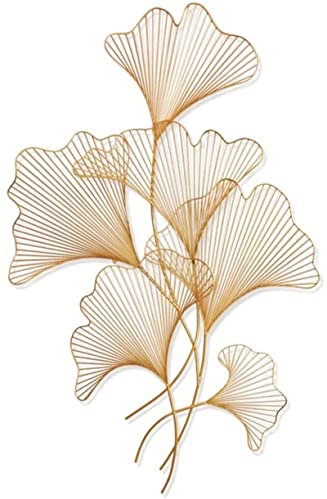 HESIEU Wanddekoration, große Metall-Wanddekoration – Kunst-Wandbehang, Wandskulpturen, Ginkgo-Blatt-Wanddekoration, für Sofa-Hintergrund, Metall-Wandkunst-Wandbehang