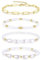 Dochais 4 Stück Armband Gold 14k Vergoldet - Edelstahl Damen Armkette Mit Perlen, Verstellbar Boho für Frauen und Mädchen