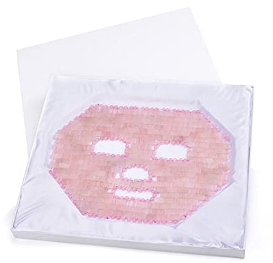 ARrase Home Collections Natural Rose Quartz Face Mask Jade Stone Gua Sha Massage Sleeping Eye Care Natural Crystal,Rose Quartz With Box