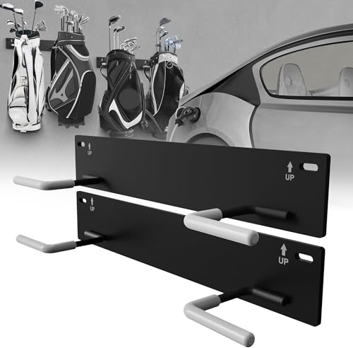 Chenteel Golftaschen-Aufbewahrungsregal für Garage, Wandhalterung, Golftaschen-Organizer, Golfschlägerregal für Garage, Golftaschen-Aufhänger/Halter, Haken, Golf-Aufbewahrungssystem und Zubehör (2