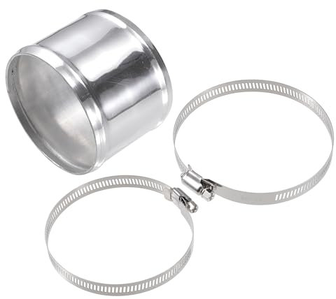 X AUTOHAUX OD 4 102mm Length 3 76mm Aluminum Alloy Tube Intercooler Pipe Straight Air Intake Tube with 2 Clamps Silver Tone for Car