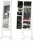 HOMCOM Armoire à bijoux armoire de rangement sur pieds boîte à bijoux avec miroir multi-rangements éclairage LED blanc