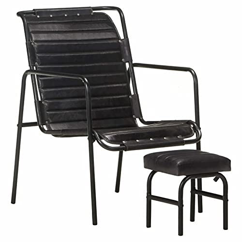 Rantry Relaxsessel mit Fußstütze, schwarz, echtes Leder, Sessel, Relaxsessel & Schlafsessel