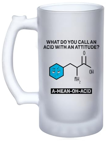 Getagift A Mean Oh Acid, Science Gifts for Adults, Chemistry or Biology Teacher Gift, 16oz Frosted, Tankard, Stein, Pint Beer Glass/Mug.