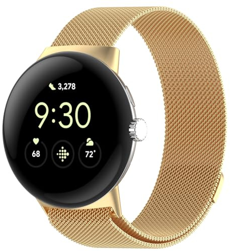 SUGARJAR Metall Armband Kompatibel mit Google Pixel Watch 3 41mm/2/1,Magnetisch Ersatzarmband für Damen Herren