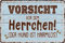 30 x 20 cm – Wetterfestes Hundeschild, Hunde Deko Schild, Lustiger Spruch für Hundebesitzer (Vorsicht vor dem Herrchen – der Hund ist harmlos!)