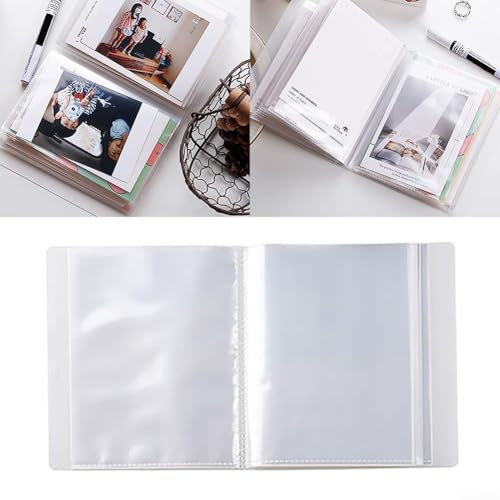 Álbum de fotos con 40 bolsillos transparentes, folleto informativo A6, álbum de fotos de gran capacidad para familia, boda, aniversario, álbum de lino
