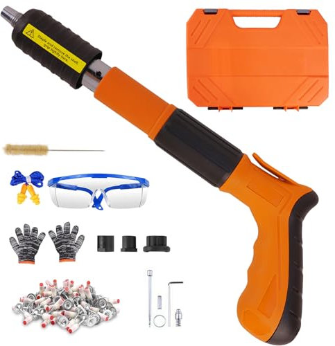 Concrete Nail Gun Set Craftsman Manual Mini Framing 100Pcs Nails Air Finish Nailer Air Compressor Woodworking and Decoration Integrated Nail Shooter 5 Gears Power Dual Silencers Nail Depth Adjustable