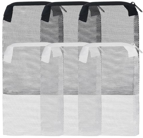 6 Pcs Aquarium Filter Media Bags, Reusable Fine Mesh Bag with Zipper Nylon Net Filter Bags Small Mesh Bag for Activated Carbon Resins Filter Fish Tank Bio Filter Balls (5.7 X 8.3 Inch)