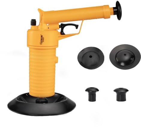Hoteche Déboucheur pneumatique – 27 x 27 x 9 cm, matériau ABS, pour un nettoyage polyvalent des canalisations avec 4 têtes d'aspiration. Pompe de vidange efficace et pompe de nettoyage de tuyaux pour