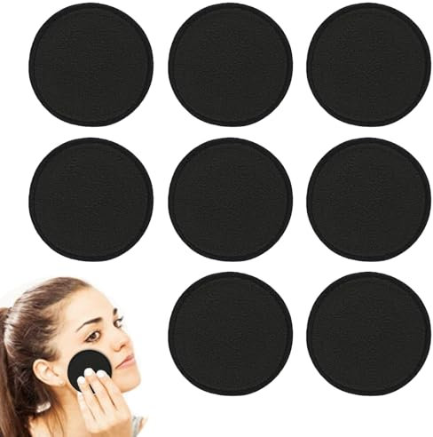 8 PCS Coton Reutilisable Lavable,Serviette Microfibre Visage,Pads Demaquillants Lavables,Lingette Demaquillante Lavable,Fibre de Bambou,Douce,pour le Nettoyage du Visage(80mm)