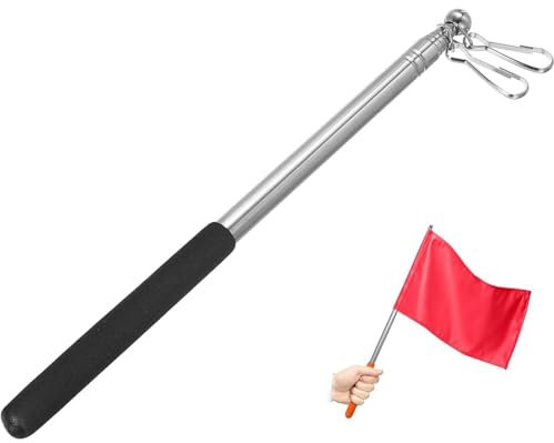 BUKYCAT Extensible Mastil Bandera, Palo Extensible para Bandera de Acero Inoxidable, Mastil Bandera Extensible Portátil, con Agarre Antideslizante para Profesores de Guía Turística