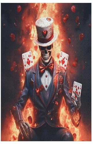 Puzzle Für Kinder, Skeleton Zauberer -Puzzle Für Erwachsene, 1000-teiliges Holzpuzzle Für Jugendliche Und Erwachsene, Tolles 78×53cm