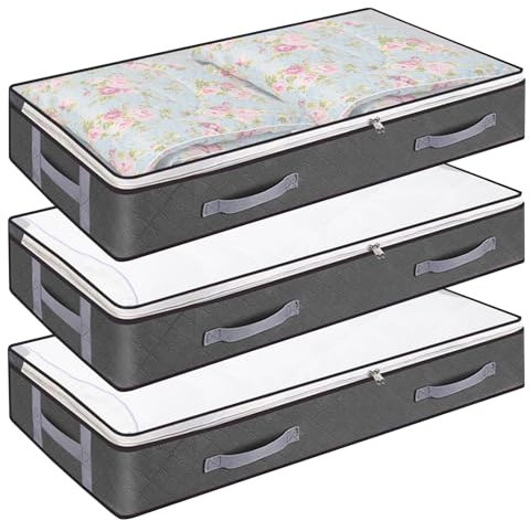 Lixiluxia 3 Piezas Cajas Almacenaje Ropa, Bolsas Almacenaje Ropa, Organizador Debajo de La Cama, Caja para Guardar Ropa, Caja de Almacenamiento Debajo de La Cama, Bolsa de Almacenaje Cama para Mantas