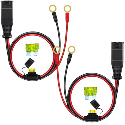 BLOLACDZ Battery Tender Leads Extension Cable, 2 Pack 16 AWG Wires Harness with X-Connect, M10 XL Eyelet Terminals for Noco Battery Charger