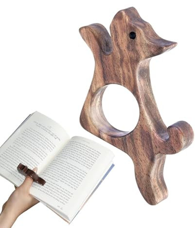 Support de page pour pouce, gadgets de lecture, support de livre, récipient en bois, marque-page animal, rangement de page, style chat, chien, 9,1 x 5,7 cm