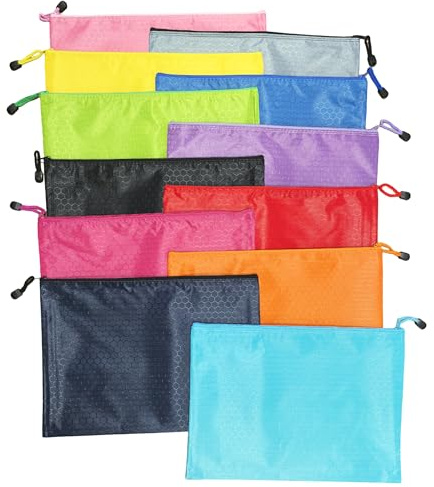Lot de 12 porte-documents étanches fermeture éclair - Porte-documents avec fermeture éclair (B4 38 x 30 cm)